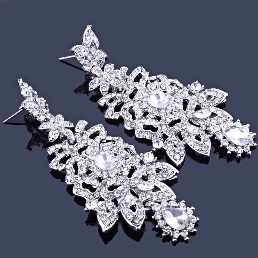 FARLENA Classic Indian Bridal Necklace Earrings and Frontlet set Luxury Bridal Wedding Crystal Rhinestones Jewelry sets