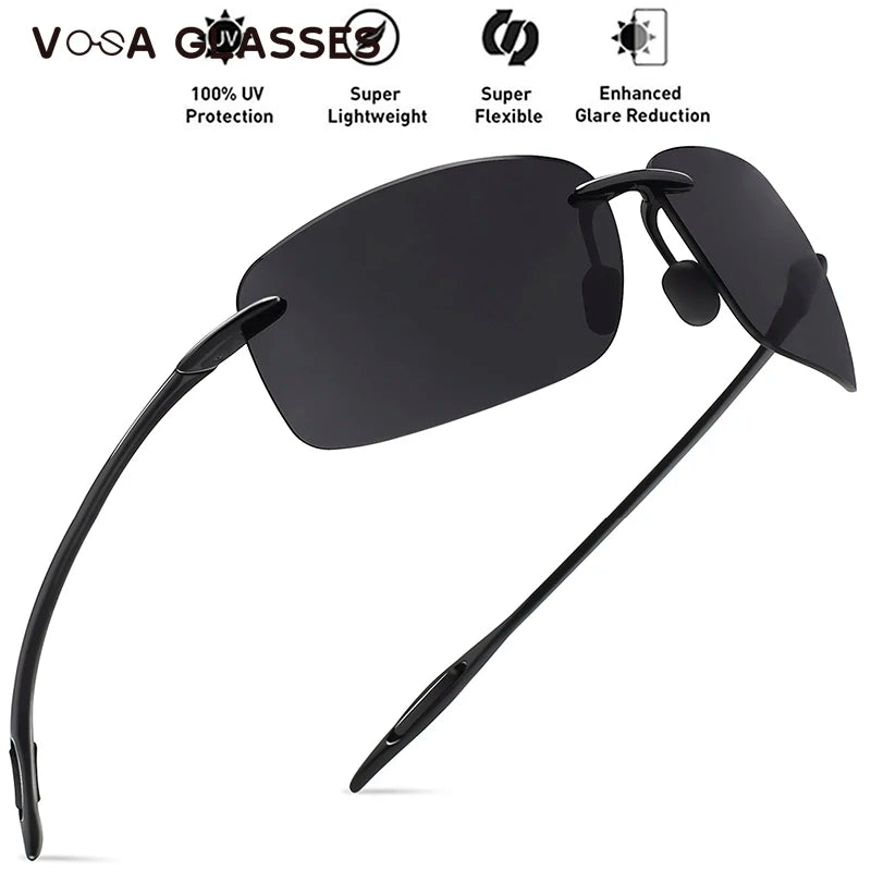 New Fashion UV400 Classic Sports Rimless Sunglasses Men Women Male Driving Golf Rectangle Ultralight Frame Sun Glasses Vintage