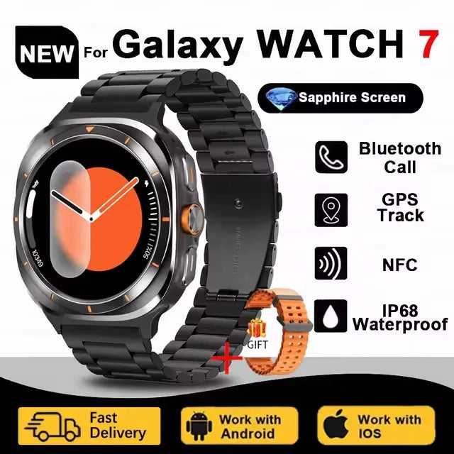 2024New Galaxy Watch 7 Ultra Smart Watch Men Compass GPS NFC 1.53"AMOLED HD Screen Fitness Tracker Health Smartwatch For Samsung