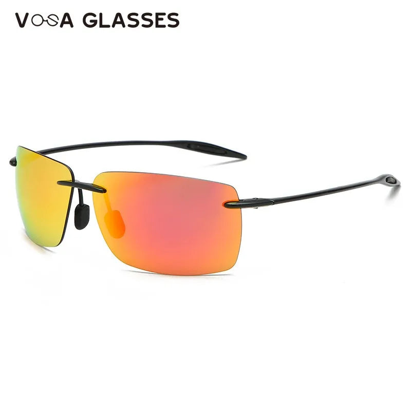 New Fashion UV400 Classic Sports Rimless Sunglasses Men Women Male Driving Golf Rectangle Ultralight Frame Sun Glasses Vintage