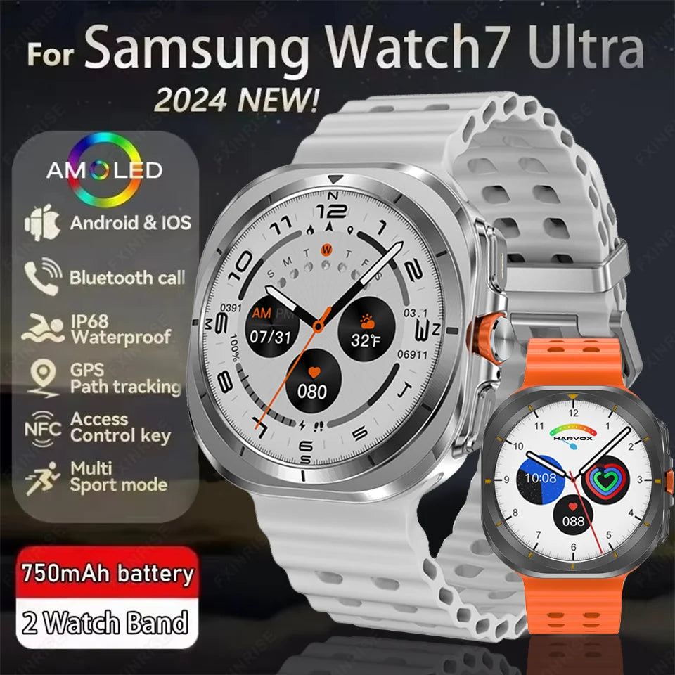 2024New Galaxy Watch 7 Ultra Smart Watch Men Compass GPS NFC 1.53"AMOLED HD Screen Fitness Tracker Health Smartwatch For Samsung