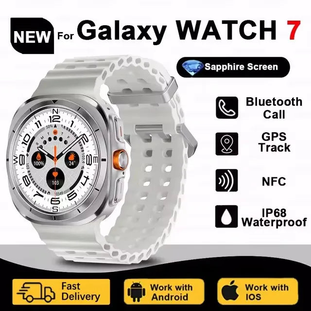 2024New Galaxy Watch 7 Ultra Smart Watch Men Compass GPS NFC 1.53"AMOLED HD Screen Fitness Tracker Health Smartwatch For Samsung