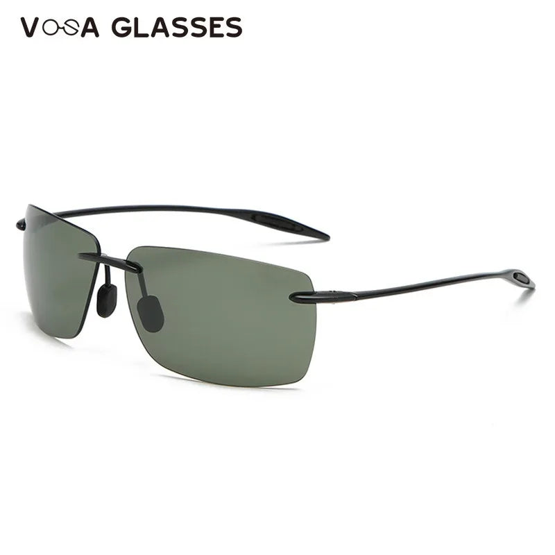 New Fashion UV400 Classic Sports Rimless Sunglasses Men Women Male Driving Golf Rectangle Ultralight Frame Sun Glasses Vintage