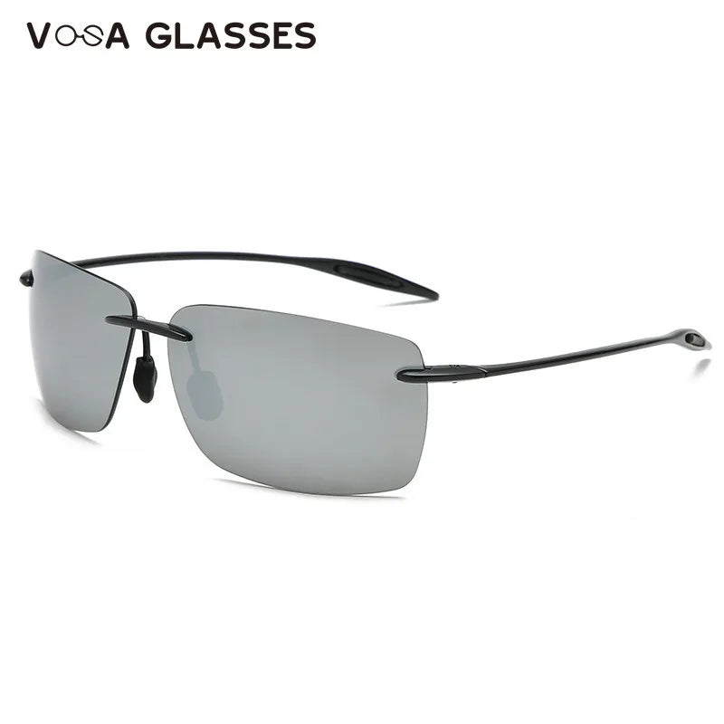 New Fashion UV400 Classic Sports Rimless Sunglasses Men Women Male Driving Golf Rectangle Ultralight Frame Sun Glasses Vintage