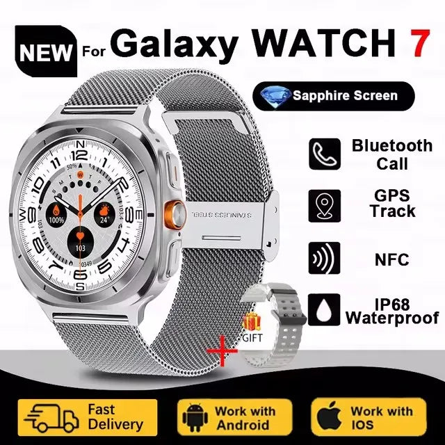 2024New Galaxy Watch 7 Ultra Smart Watch Men Compass GPS NFC 1.53"AMOLED HD Screen Fitness Tracker Health Smartwatch For Samsung