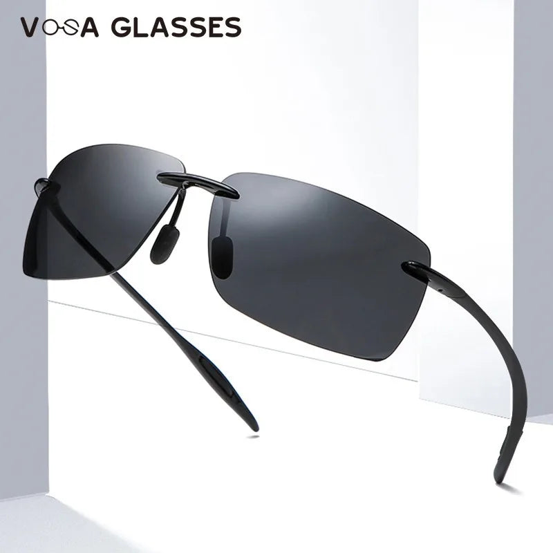 New Fashion UV400 Classic Sports Rimless Sunglasses Men Women Male Driving Golf Rectangle Ultralight Frame Sun Glasses Vintage