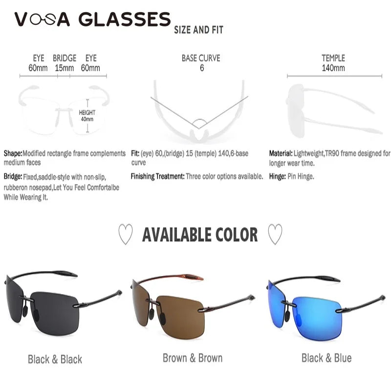 New Fashion UV400 Classic Sports Rimless Sunglasses Men Women Male Driving Golf Rectangle Ultralight Frame Sun Glasses Vintage