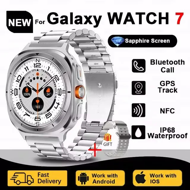 2024New Galaxy Watch 7 Ultra Smart Watch Men Compass GPS NFC 1.53"AMOLED HD Screen Fitness Tracker Health Smartwatch For Samsung