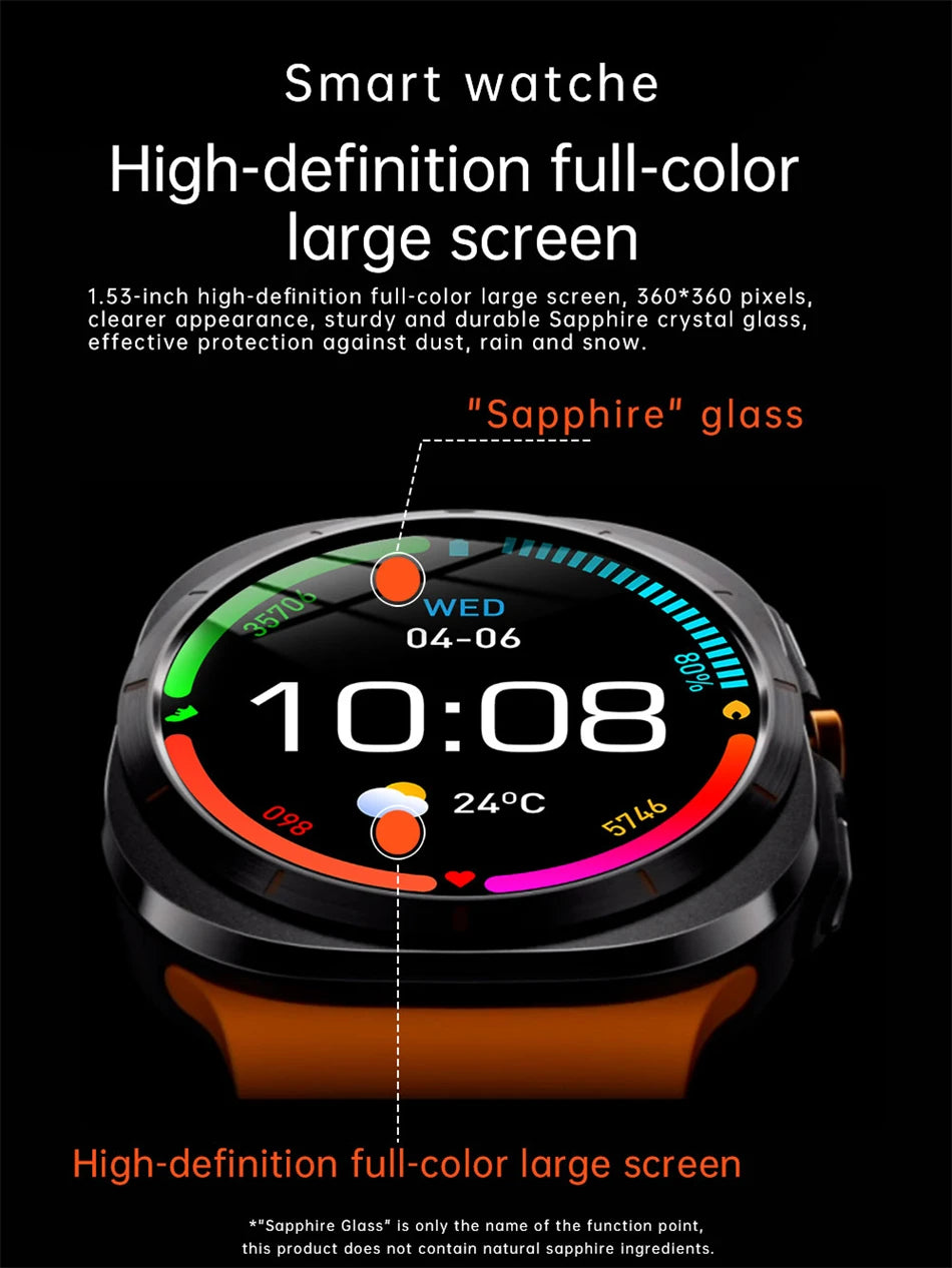 2024New Galaxy Watch 7 Ultra Smart Watch Men Compass GPS NFC 1.53"AMOLED HD Screen Fitness Tracker Health Smartwatch For Samsung