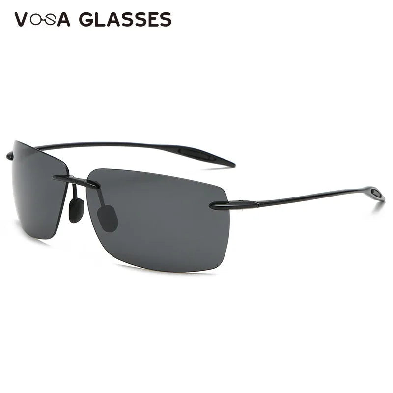 New Fashion UV400 Classic Sports Rimless Sunglasses Men Women Male Driving Golf Rectangle Ultralight Frame Sun Glasses Vintage