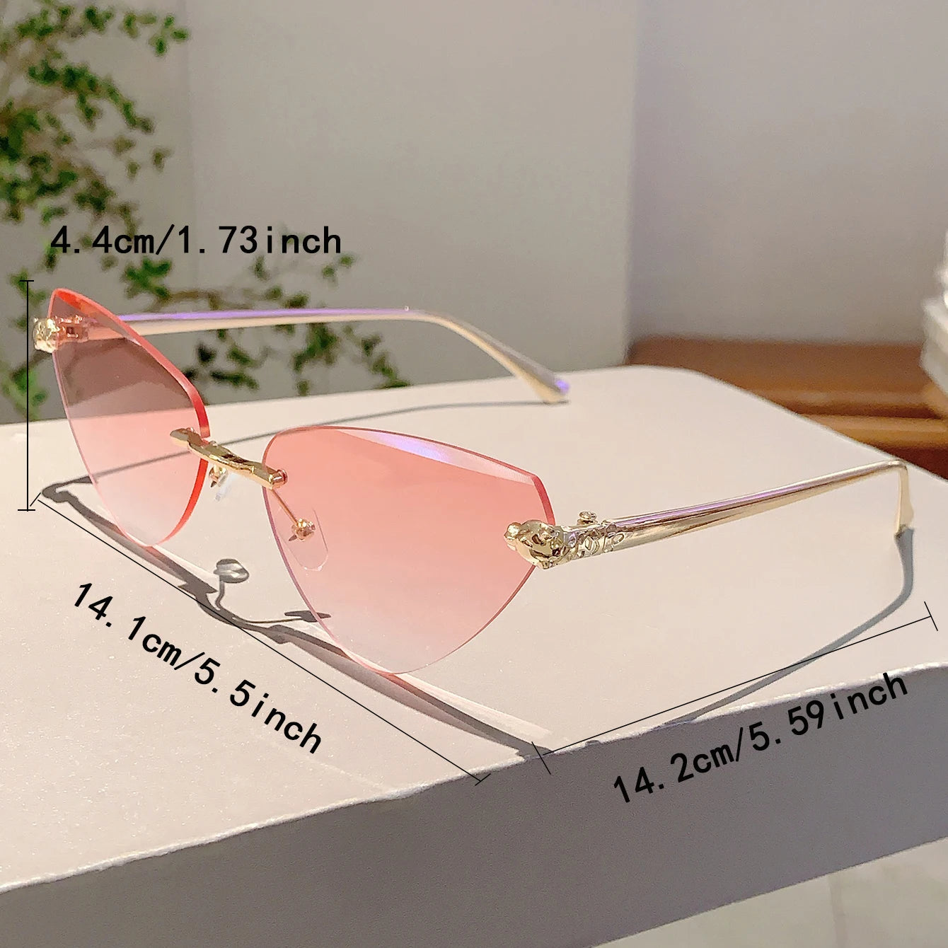 KAMMPT Retro Metal Rimless Triangle Sunglasses Women Luxury Brand Beach Gradient Sun Glasses Ladies Fashion Decor Pink Shades