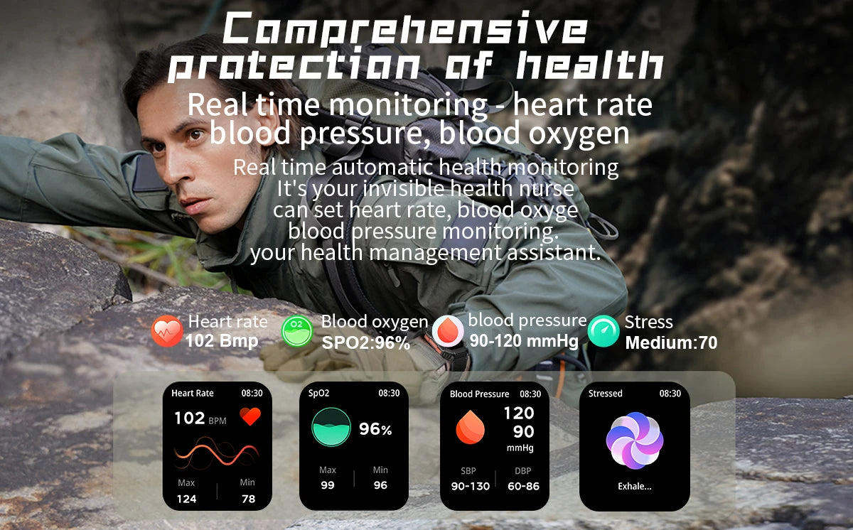 New Smartwatch 2.0 Inch Screen Health Monitoring Watches IP68 Waterproof Sport Fitness Smart Watch For Men Women Reloj Hombre