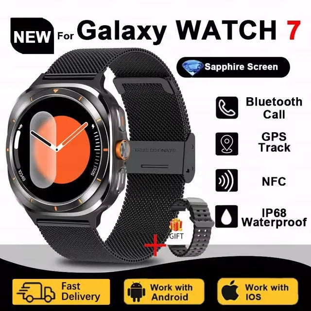 2024New Galaxy Watch 7 Ultra Smart Watch Men Compass GPS NFC 1.53"AMOLED HD Screen Fitness Tracker Health Smartwatch For Samsung