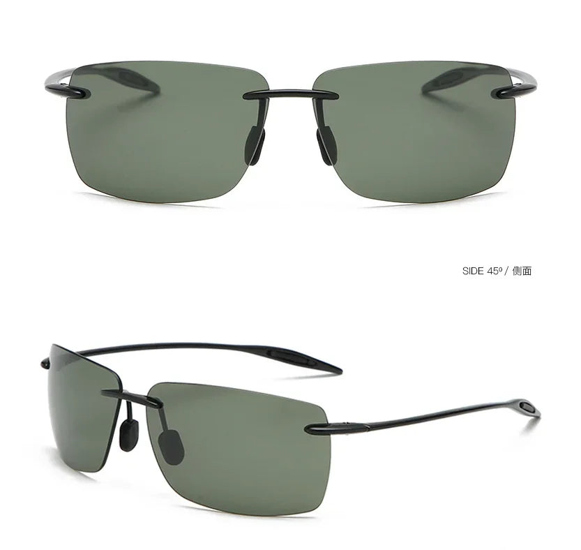 New Fashion UV400 Classic Sports Rimless Sunglasses Men Women Male Driving Golf Rectangle Ultralight Frame Sun Glasses Vintage